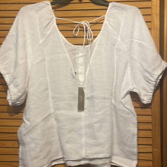 J CREW white LINEN  v back tie BUTTON front Blouse Top Shirt Size 18 NWT - Picture 3 of 3